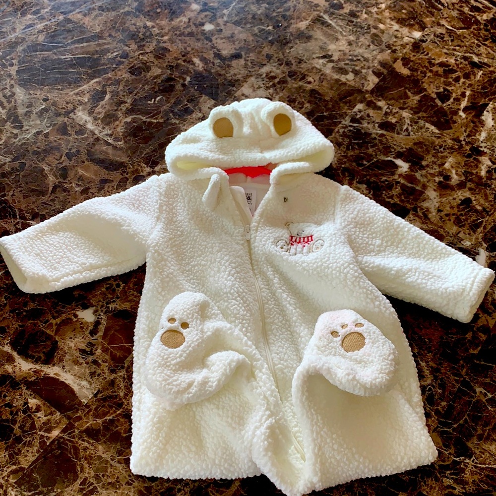 Carter’s 3-6 month white teddy bear snowsuit